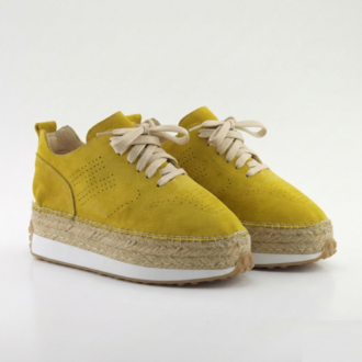 Hardal Süet Detaylı Hakiki Deri Sneaker Espadril