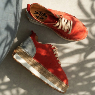 Mercan Süet & Gümüş Detaylı Hakiki Deri Sneaker Espadril