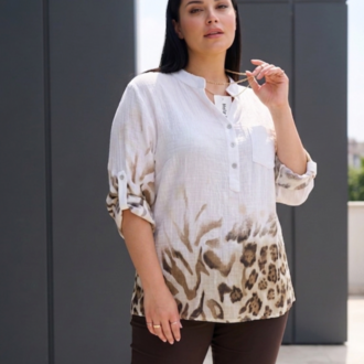 Leopar Desen İtalyan Bluz
