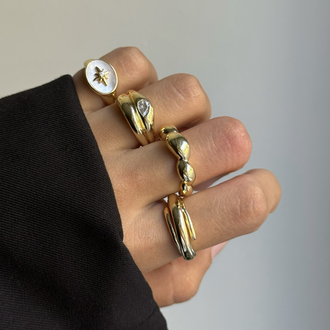 ikili mini taş detay vintage yüzük | altın kaplama