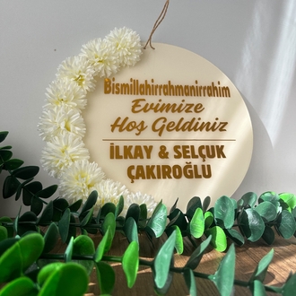 Çiçekli Krem Gold Kapı Süsü