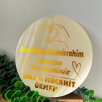 Krem Gold Ad Soyad Kapı Süsü