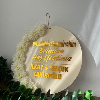 Çiçekli Krem Gold Kapı Süsü