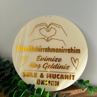 Krem Gold Ad Soyad Kapı Süsü