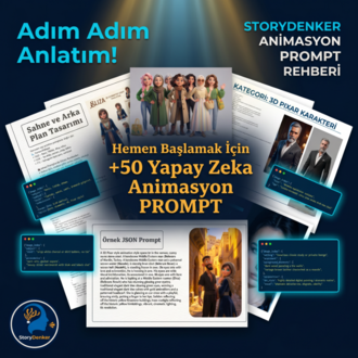 StoryDenker Türkçe Animasyon Prompt Rehberi — 50+ Hazır Prompt, 8 Kategori