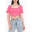 Balon Kol Crop Bluz Pembe - 10327.148