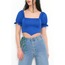 Balon Kol Crop Bluz Saks - 10327.148