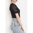 Tül Kollu Fitilli Bluz Siyah - 9171.224