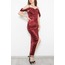 Düşük Omuz Saten Abiye Bordo - 39487.100