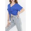 Önü Büzgülü Bluz Saks - 10659.1095