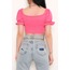 Balon Kol Crop Bluz Pembe - 10327.148