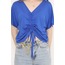 Önü Büzgülü Bluz Saks - 10659.1095