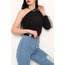 Tek Kol Büzgülü Bluz Siyah - 3192.1595