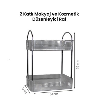 Şeffaf İki Katlı Makyaj ve Kozmetik Düzenleyici 