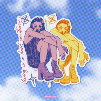 'living is so hard sometimes' tekli sticker