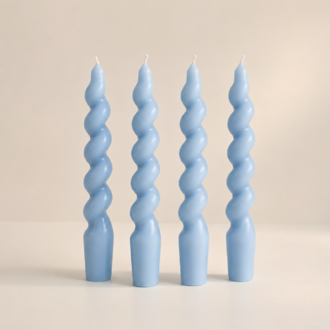 4lü Twister Burgu Mum Set - Açık Mavi
