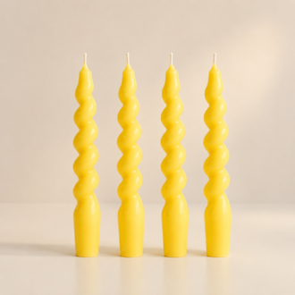 4lü Twister Burgu Mum Set - Sarı