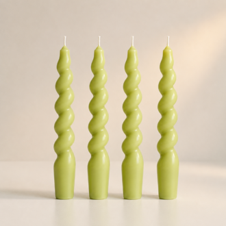 4lü Twister Burgu Mum Set - Açık Yeşil
