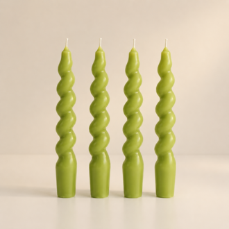 4lü Twister Burgu Mum Set - Fıstık Yeşil
