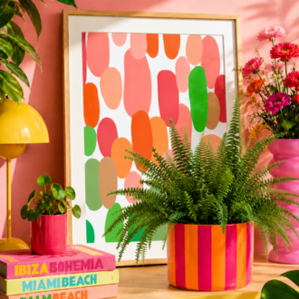 Jera Amalfi Saksı Turuncu & Pembe