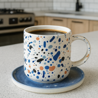 Blue Splatter Kupa Seti