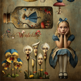 Alice in Wonderland – Art Journal & Collage Paper Set, A4, 