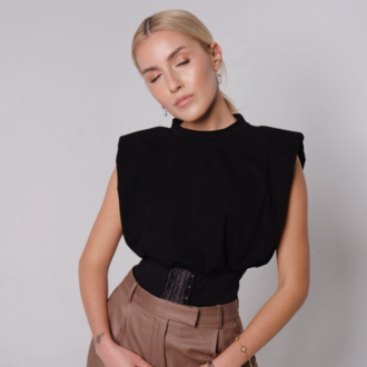 Shama Beli Korseli Siyah T-shirt
