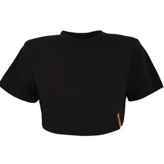 Castor Siyah Vatkalı Crop T-shirt (S/M Beden)