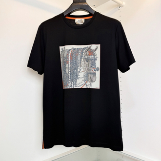 Hermes Heavy Metal Horse Crew Neck Short Sleeve T-Shirt
