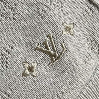 Louis Vuitton Letter Perforated Jacquard Knit Cardigan Sweater