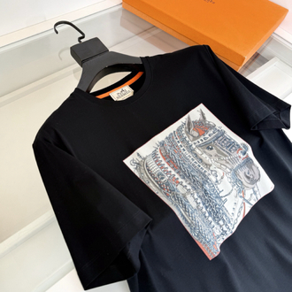 Hermes Heavy Metal Horse Crew Neck Short Sleeve T-Shirt