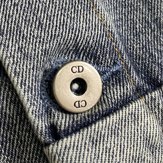 Dior Embroidered Color-Blocked Washed Collar Denim Shirt Jacket
