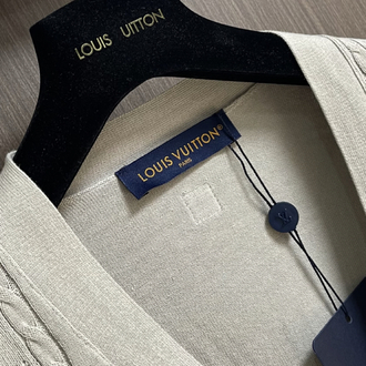 Louis Vuitton Letter Perforated Jacquard Knit Cardigan Sweater