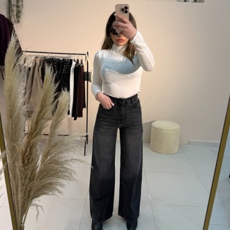 Wide Leg Jean Antrasit
