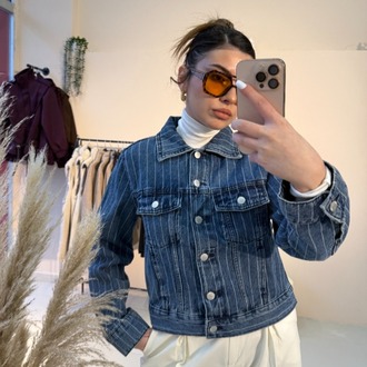 H&M İnce Çizgili Kot Ceket