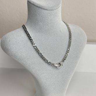 Kilit detaylı Taşlı Silver Kolye