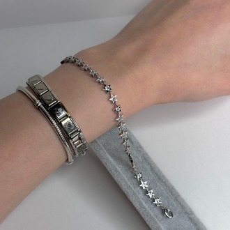 Yıldızlı Taşlı Silver Bileklik
