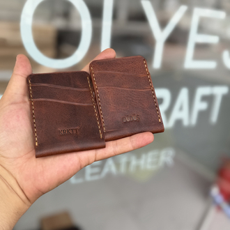 Mini kartlık hakiki deri ve el yapımı