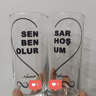 Romantik çift bardağı 