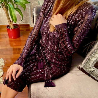 Violet gece elbisesi