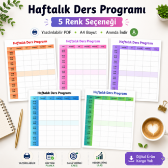 Haftalık Ders Programı — Yazdırılabilir PDF (5 Renk)