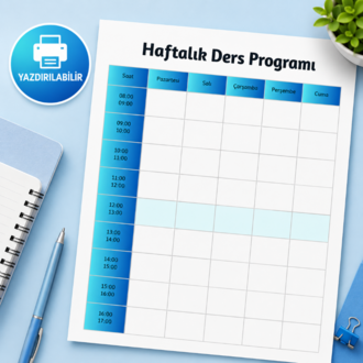 Haftalık Ders Programı — Yazdırılabilir PDF (5 Renk)