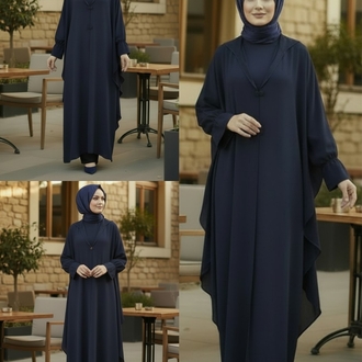 tunik pantalon kapşonlu pelerin takim 