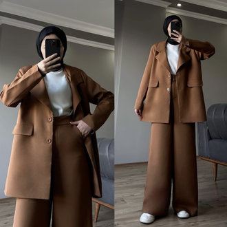 Blazer ceket takım kahverengi