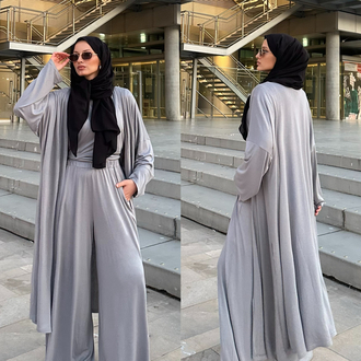 3 lü Abaya Takım Gri Efsane Rahatlık