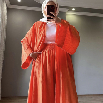 Uzun Kimono Takım Turuncu