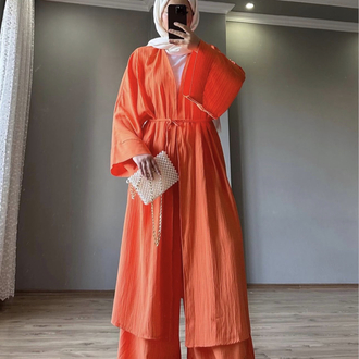 Uzun Kimono Takım Turuncu