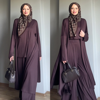 3 lü Abaya Takım Acı Kahve Efsane Rahatlık