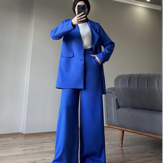 Blazer ceket takım saks mavi