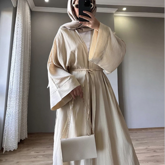 Uzun Kimono Takımı Krem